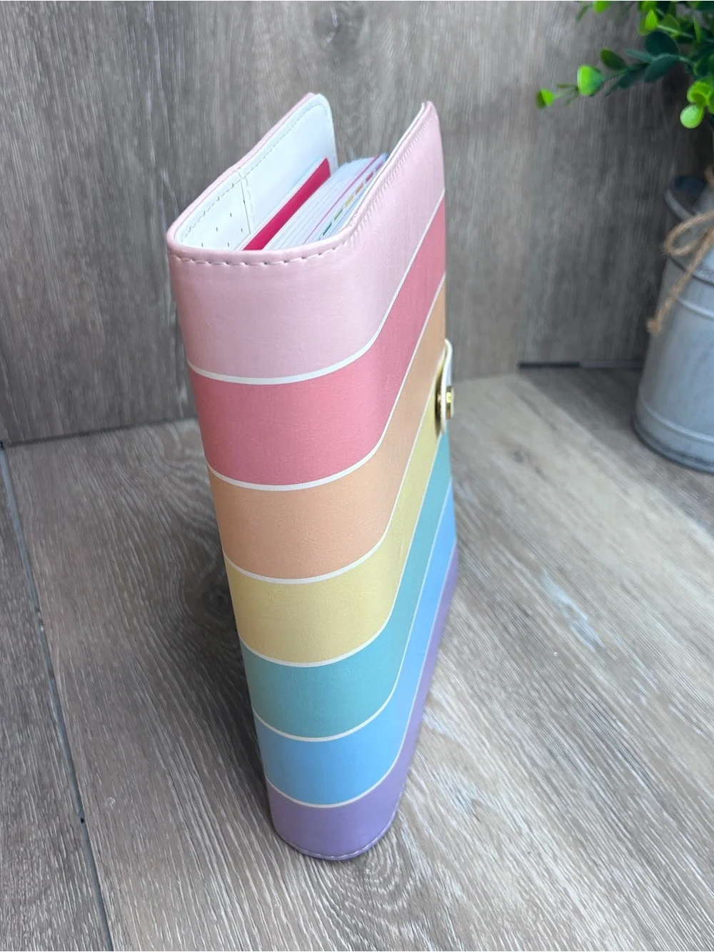 The Paper Studio 52 Agenda Rainbow-Striped Compact Planner Binder Organizer 6x8